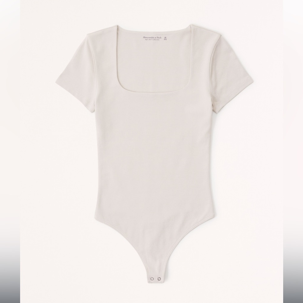 🌲Abercrombie Short-Sleeve Cotton-Blend Seamless Fabric Squareneck Bodysuit